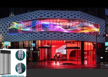 IP67 Waterproof Glass Wall Led Display , Aluminum See Through Led Screens 6500 Nits